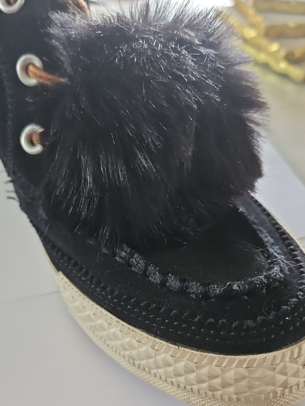Faux Fur Pom Poms Merlot and Black (Set of 4) NWT - Picture 9 of 15